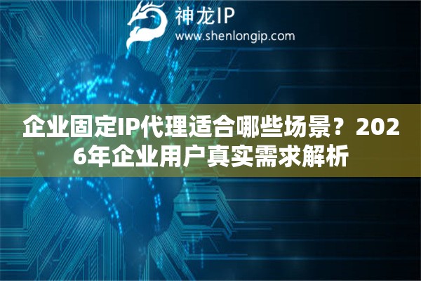 企业固定IP代理适合哪些场景？2026年企业用户真实需求解析