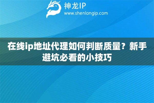 在线ip地址代理如何判断质量？新手避坑必看的小技巧