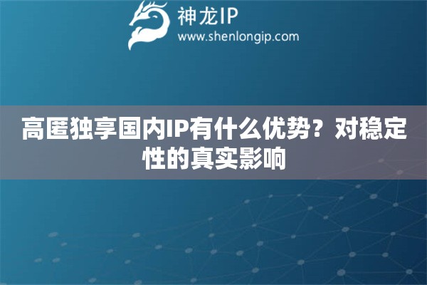 高匿独享国内IP有什么优势？对稳定性的真实影响