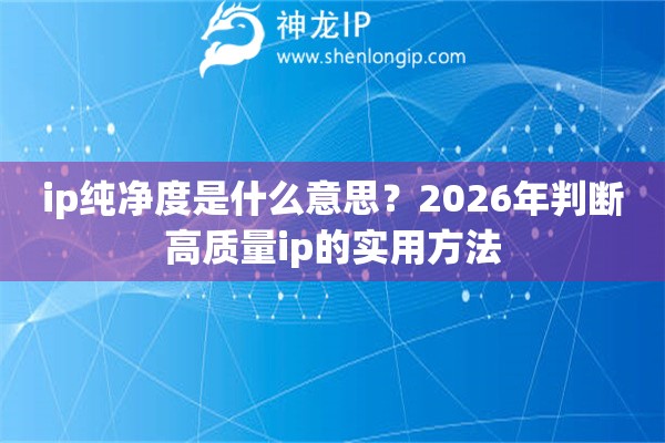 ip纯净度是什么意思？2026年判断高质量ip的实用方法