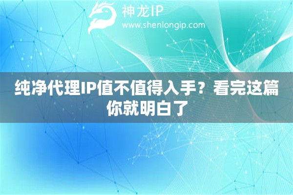 纯净代理IP值不值得入手?看完这篇你就明白了 纯净代理IP值不值得入手?看完这篇你就明白了