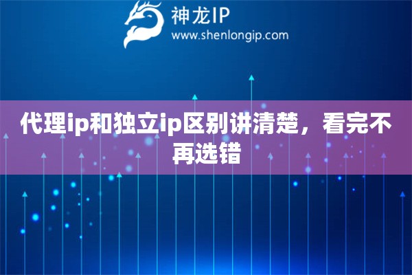 代理ip和独立ip区别讲清楚，看完不再选错