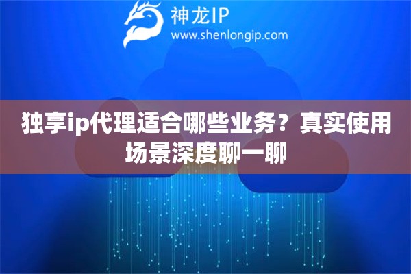 独享ip代理适合哪些业务？真实使用场景深度聊一聊