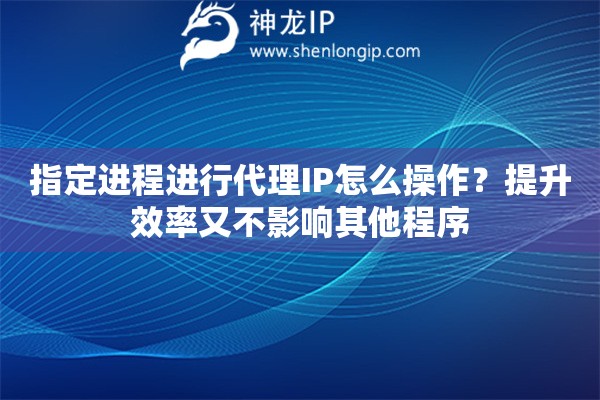 指定进程进行代理IP怎么操作？提升效率又不影响其他程序