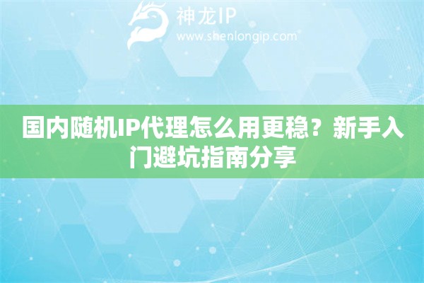 国内随机IP代理怎么用更稳？新手入门避坑指南分享