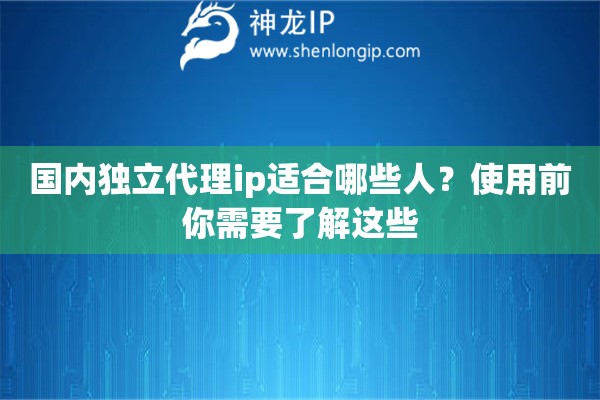 国内独立代理ip适合哪些人？使用前你需要了解这些