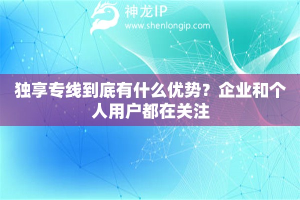 独享专线到底有什么优势？企业和个人用户都在关注
