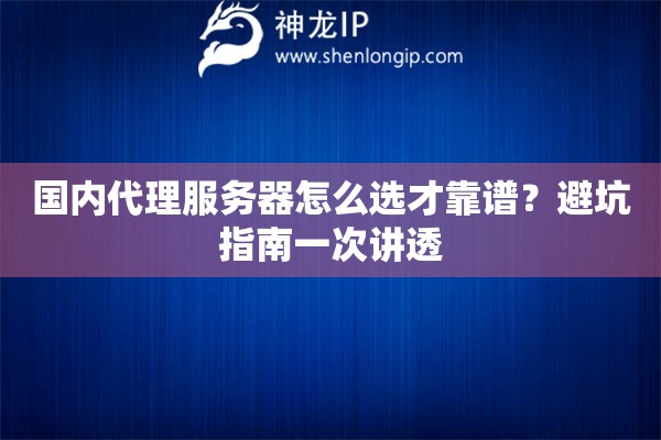 国内代理服务器怎么选才靠谱？避坑指南一次讲透