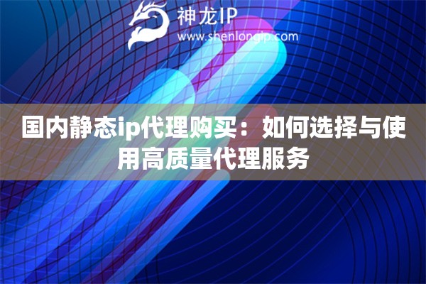 国内静态ip代理购买：如何选择与使用高质量代理服务