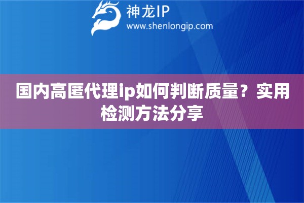 国内高匿代理ip如何判断质量？实用检测方法分享