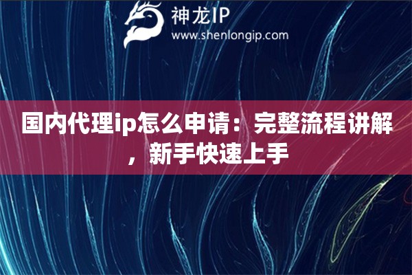 国内代理ip怎么申请：完整流程讲解，新手快速上手