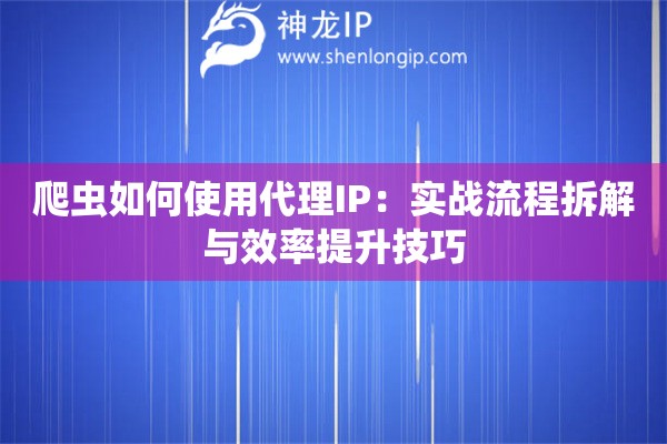 爬虫如何使用代理IP：实战流程拆解与效率提升技巧