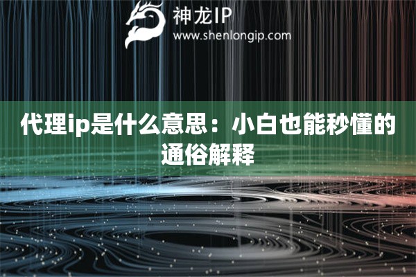 代理ip是什么意思：小白也能秒懂的通俗解释