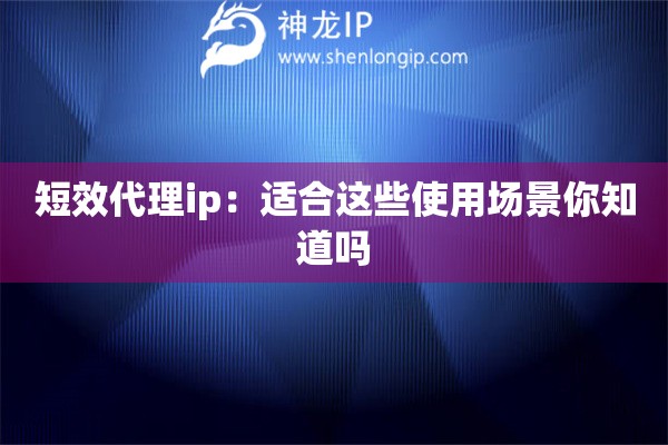 短效代理ip：适合这些使用场景你知道吗