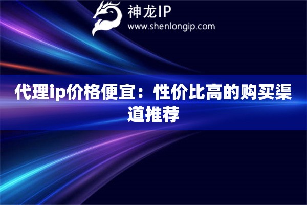 代理ip价格便宜：性价比高的购买渠道推荐