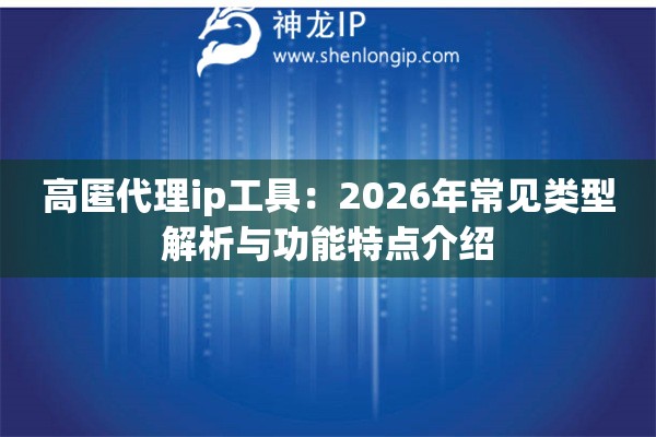 高匿代理ip工具：2026年常见类型解析与功能特点介绍