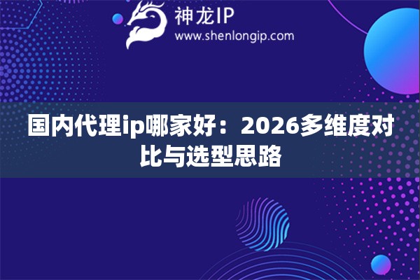 国内代理ip哪家好：2026多维度对比与选型思路