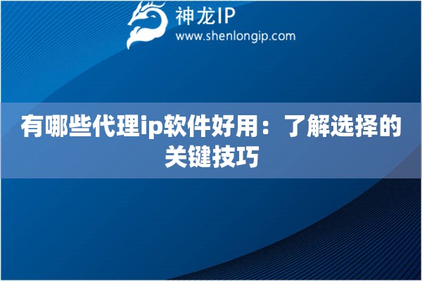 有哪些代理ip软件好用：了解选择的关键技巧