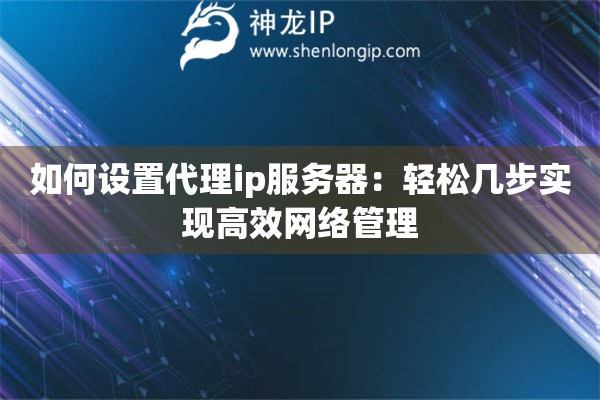 如何设置代理ip服务器：轻松几步实现高效网络管理