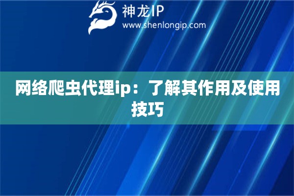 网络爬虫代理ip：了解其作用及使用技巧