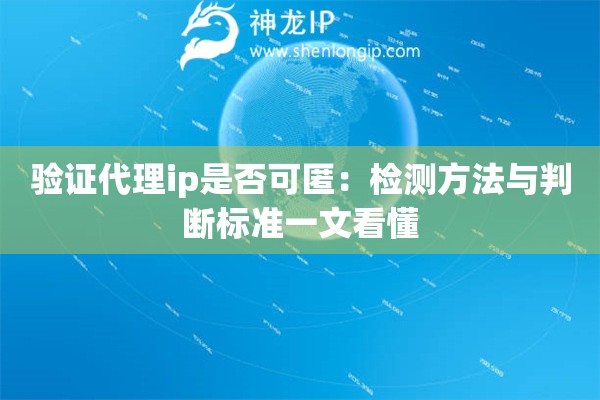 验证代理ip是否可匿：检测方法与判断标准一文看懂
