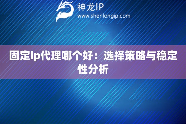 固定ip代理哪个好：选择策略与稳定性分析