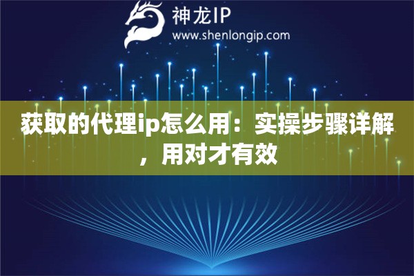 获取的代理ip怎么用：实操步骤详解，用对才有效
