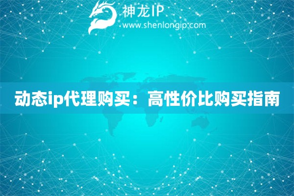 动态ip代理购买：高性价比购买指南