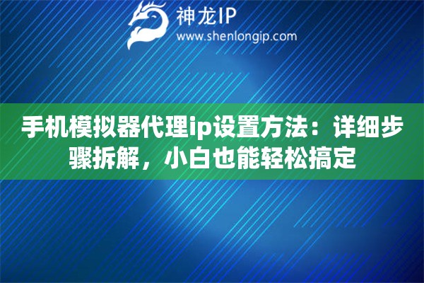 手机模拟器代理ip设置方法：详细步骤拆解，小白也能轻松搞定