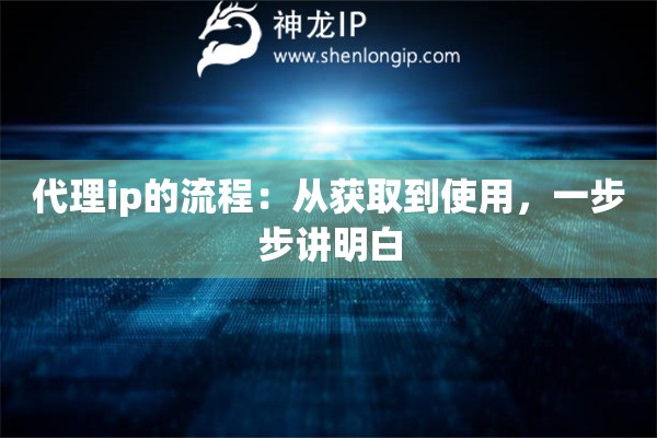 代理ip的流程：从获取到使用，一步步讲明白