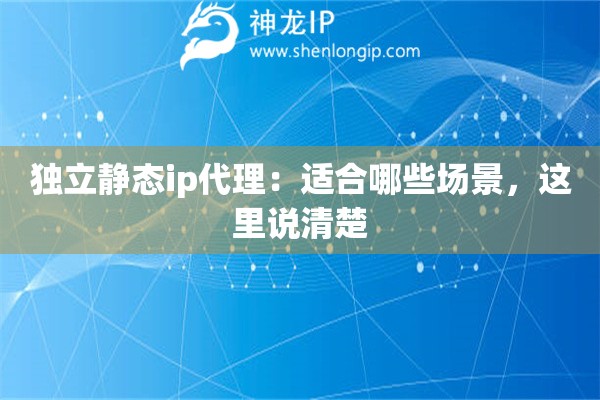 独立静态ip代理：适合哪些场景，这里说清楚