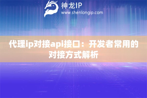 代理ip对接api接口：开发者常用的对接方式解析