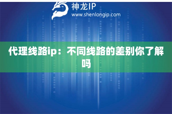代理线路ip：不同线路的差别你了解吗