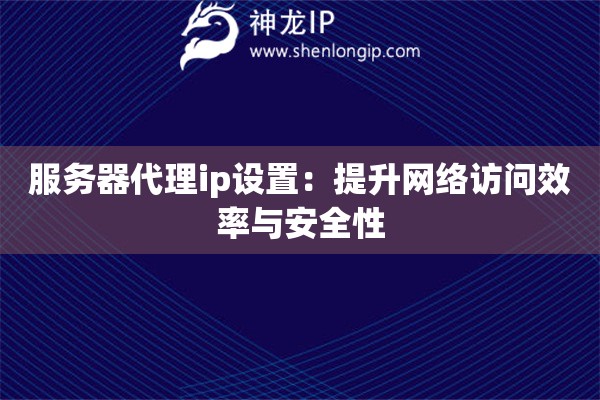 服务器代理ip设置：提升网络访问效率与安全性