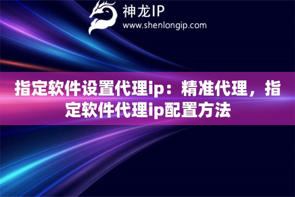 指定软件设置代理ip：精准代理，指定软件代理ip配置方法