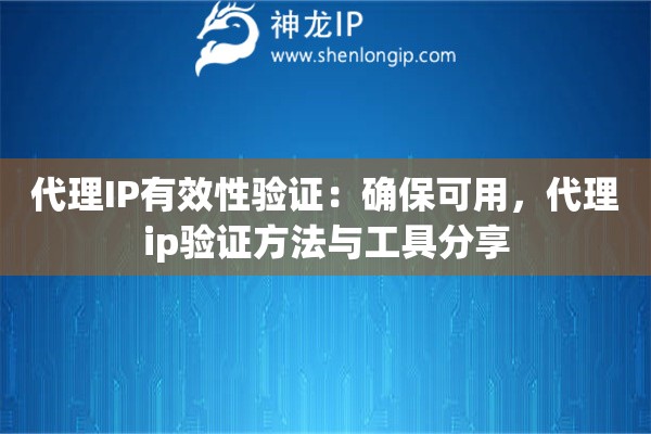 代理IP有效性验证：确保可用，代理ip验证方法与工具分享
