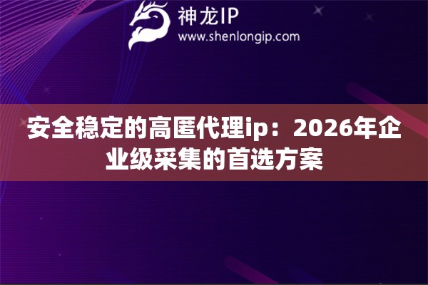 安全稳定的高匿代理ip：2026年企业级采集的首选方案
