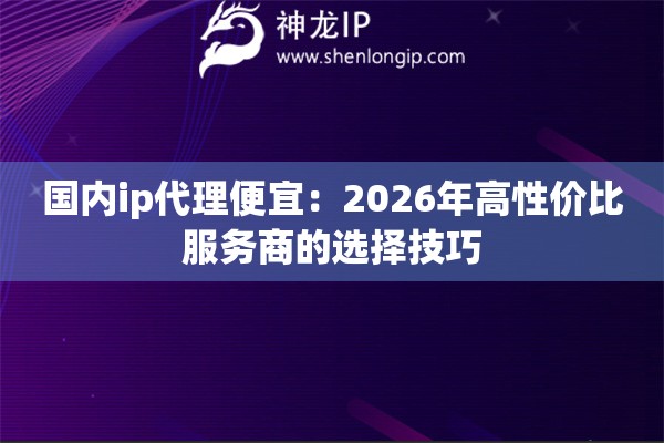 国内ip代理便宜：2026年高性价比服务商的选择技巧