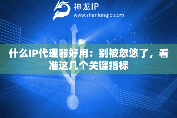 什么IP代理器好用：别被忽悠了，看准这几个关键指标