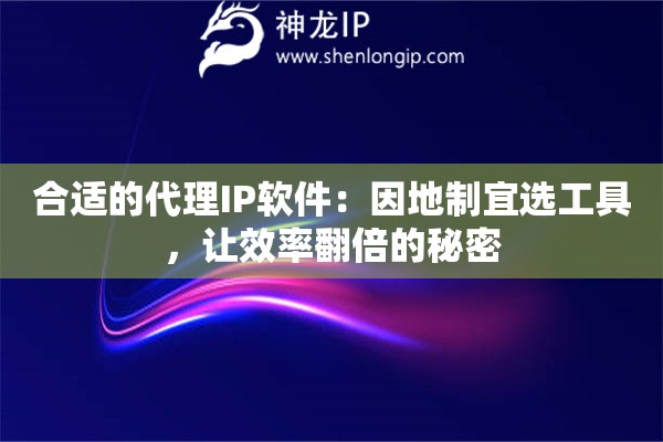 合适的代理IP软件：因地制宜选工具，让效率翻倍的秘密