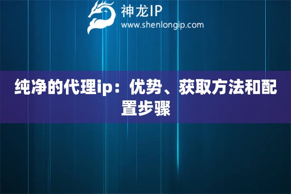 纯净的代理ip：优势、获取方法和配置步骤
