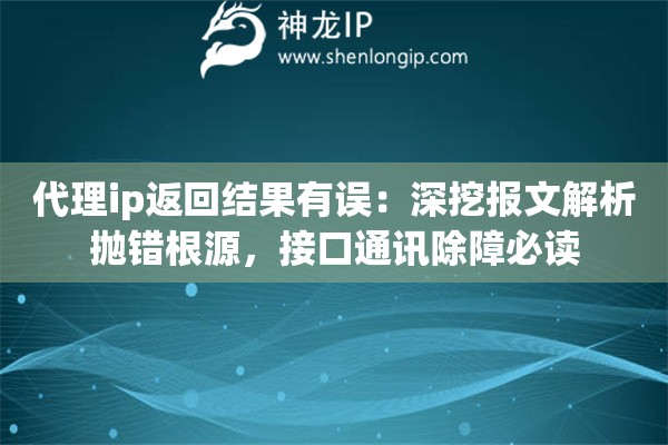 代理ip返回结果有误：深挖报文解析抛错根源，接口通讯除障必读