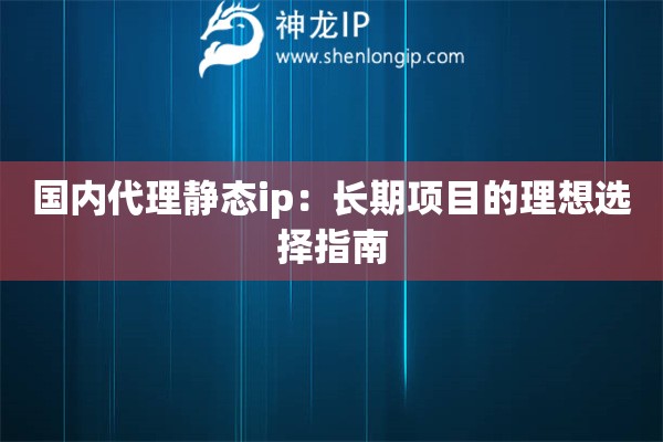 国内代理静态ip:长期项目的理想选择指南 国内代理静态ip:长期项目的理想选择指南