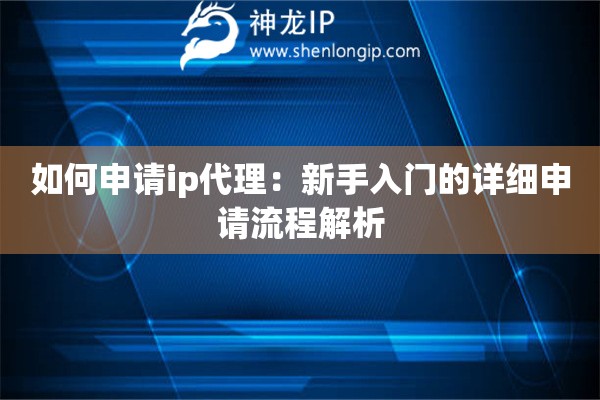 如何申请ip代理：新手入门的详细申请流程解析