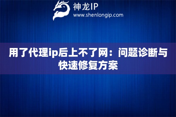 用了代理ip后上不了网：问题诊断与快速修复方案