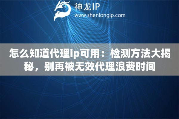 怎么知道代理ip可用：检测方法大揭秘，别再被无效代理浪费时间