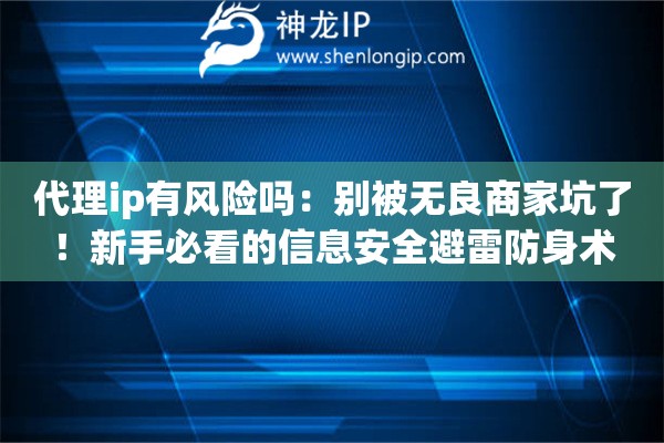 代理ip有风险吗:别被无良商家坑了!新手必看的信息安全避雷防身术 代理ip有风险吗:别被无良商家坑了!新手必看的信息安全避雷防身术