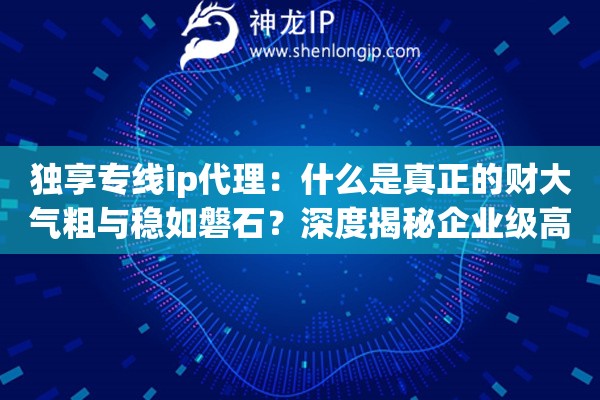 独享专线ip代理：什么是真正的财大气粗与稳如磐石？深度揭秘企业级高配网络架构的硬实力