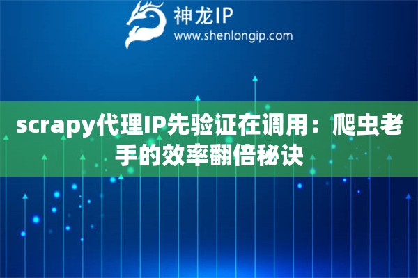 scrapy代理IP先验证在调用：爬虫老手的效率翻倍秘诀