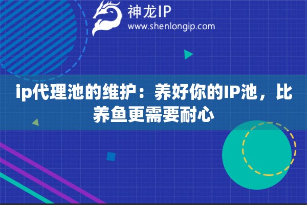 ip代理池的维护：养好你的IP池，比养鱼更需要耐心